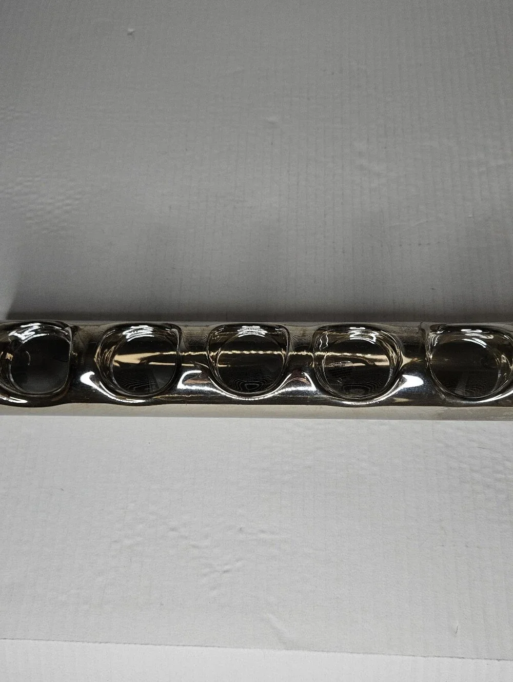 Shannon Of Ireland Long Cylindrical Glass 5 Votive Holder With Metalic Finish